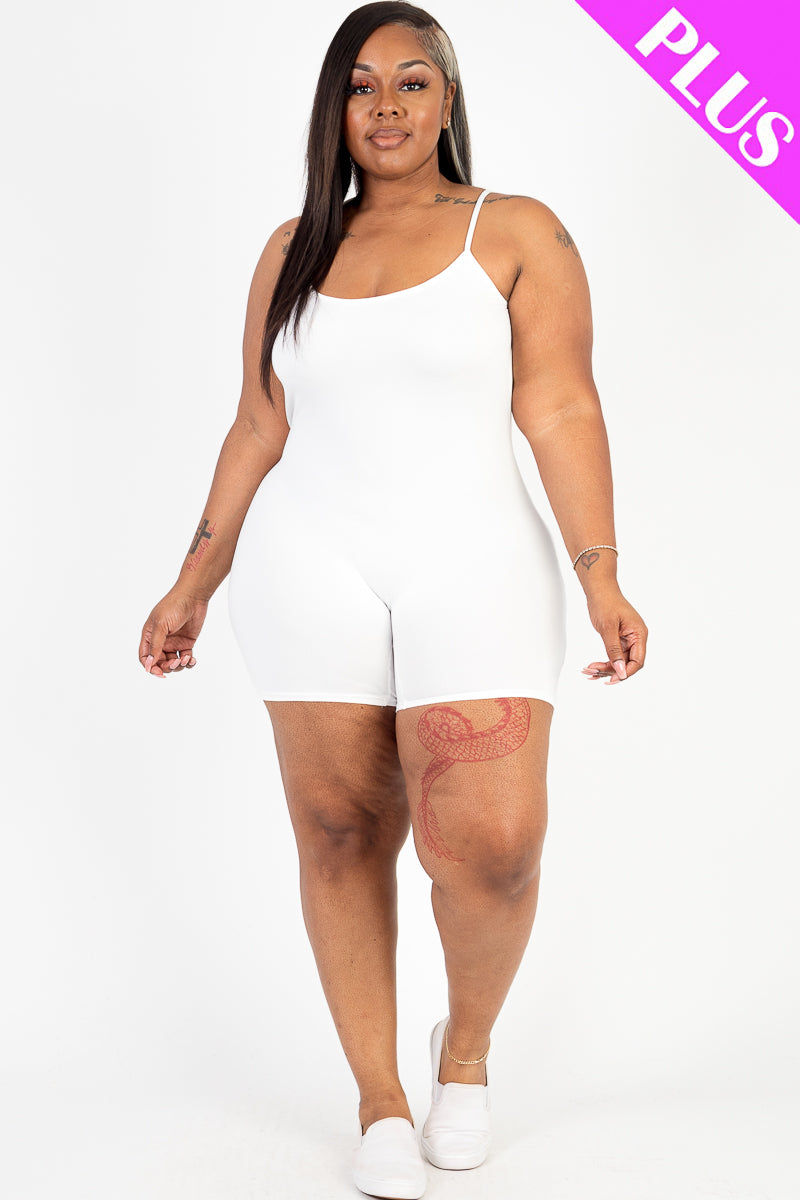 Plus Size Backless Cami Romper - Capella Apparel