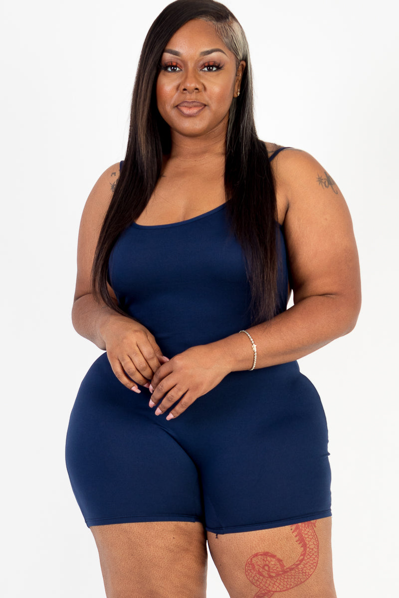 Plus Size Backless Cami Romper - Capella Apparel