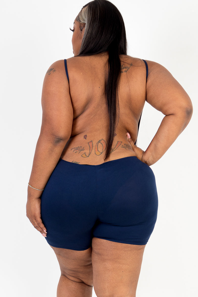 Plus Size Backless Cami Romper - Capella Apparel