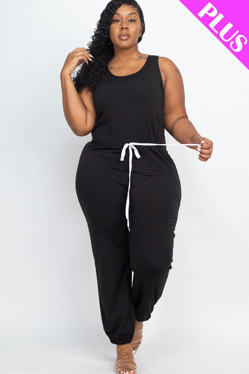 Plus Elasticized Waist Jogger Jumpsuit - Wholesale Capella Apparel