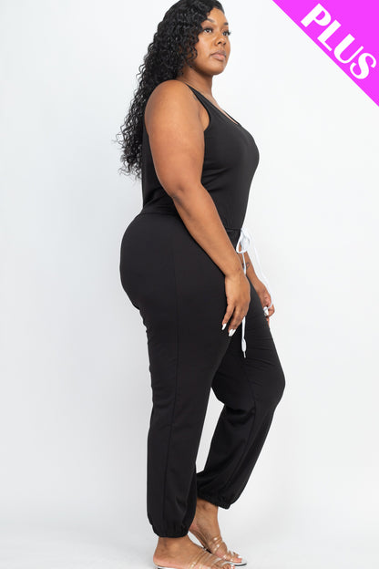 Plus Elasticized Waist Jogger Jumpsuit - Wholesale Capella Apparel