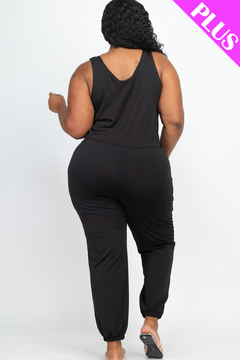 Plus Elasticized Waist Jogger Jumpsuit - Wholesale Capella Apparel