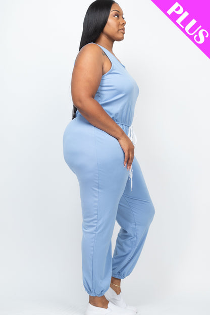 Plus Elasticized Waist Jogger Jumpsuit - Wholesale Capella Apparel