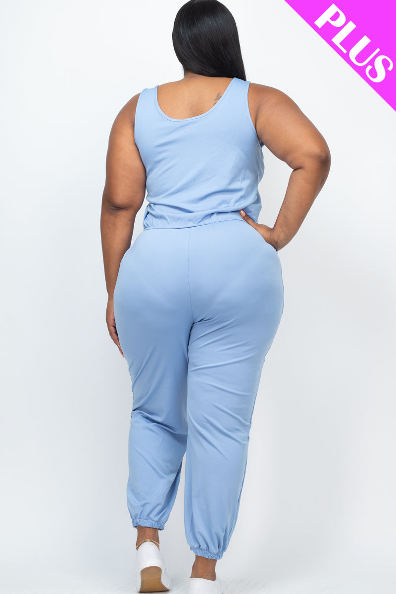 Plus Elasticized Waist Jogger Jumpsuit - Wholesale Capella Apparel