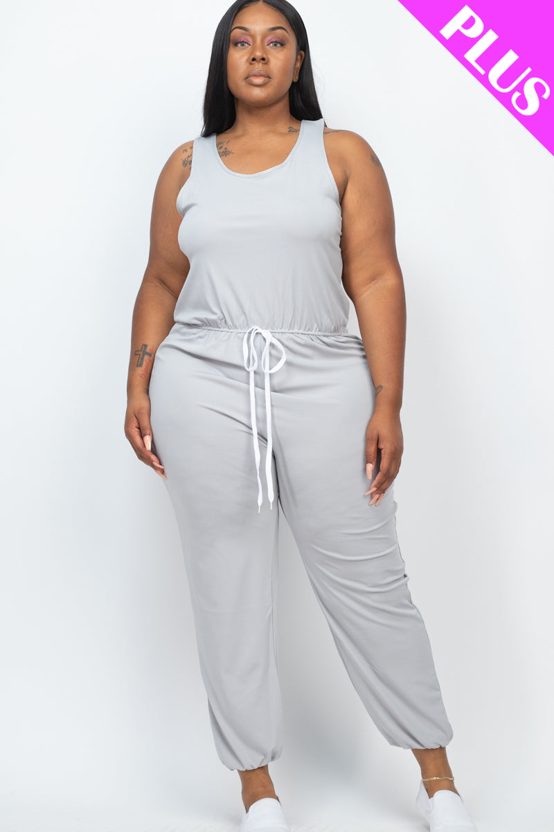 Plus Elasticized Waist Jogger Jumpsuit - Wholesale Capella Apparel