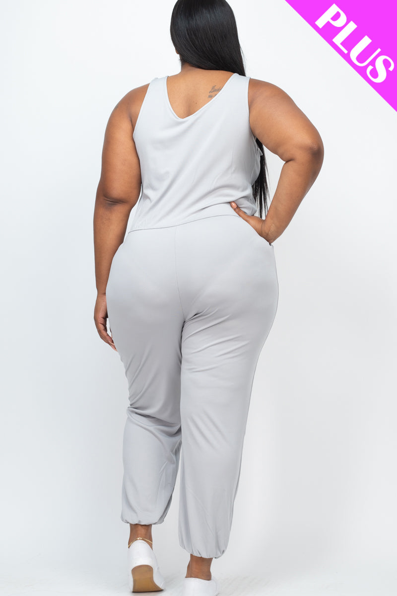 Plus Elasticized Waist Jogger Jumpsuit - Wholesale Capella Apparel