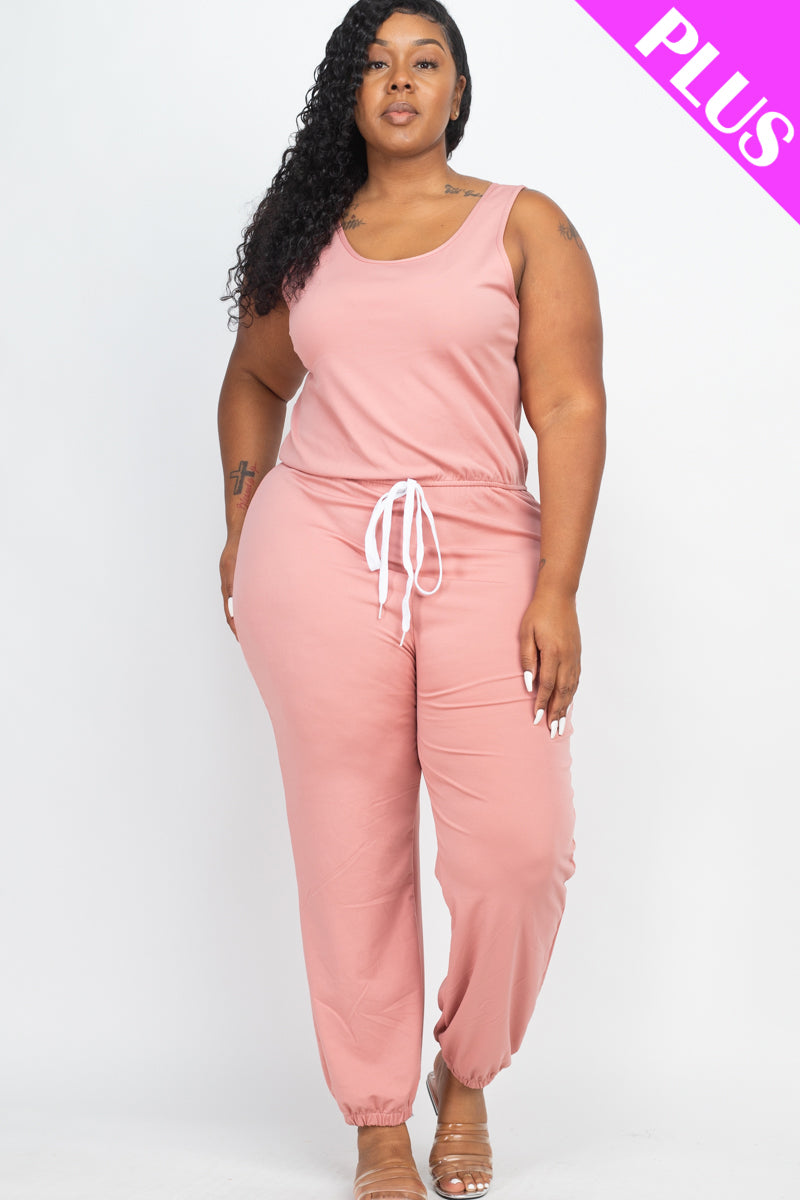 Plus Elasticized Waist Jogger Jumpsuit - Wholesale Capella Apparel