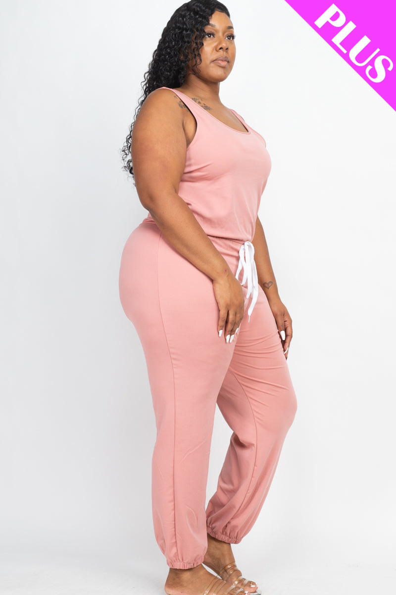 Plus Elasticized Waist Jogger Jumpsuit - Wholesale Capella Apparel