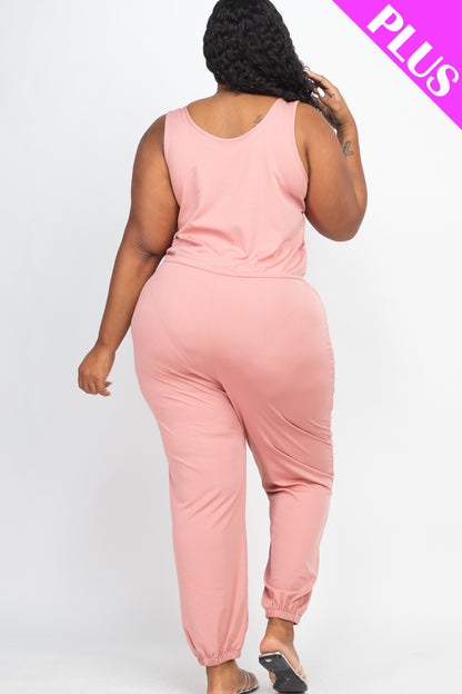 Plus Elasticized Waist Jogger Jumpsuit - Wholesale Capella Apparel