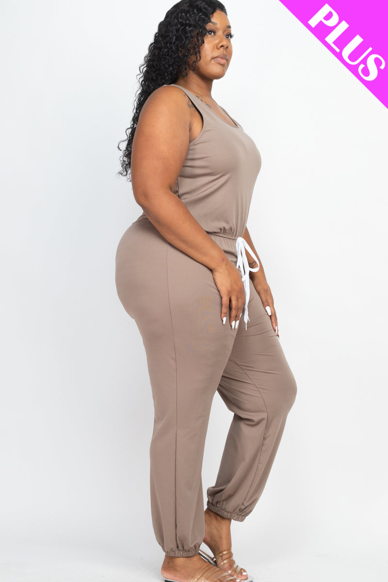 Plus Elasticized Waist Jogger Jumpsuit - Wholesale Capella Apparel