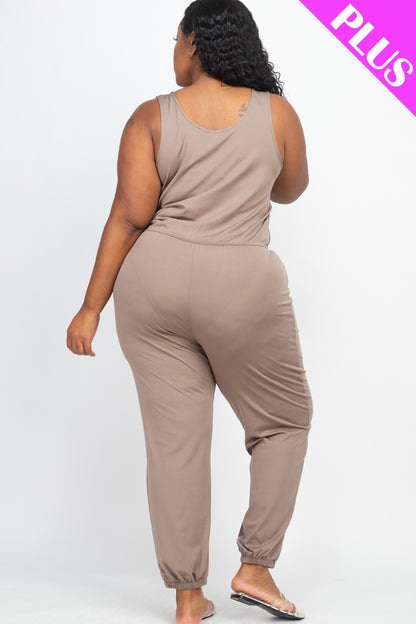 Plus Elasticized Waist Jogger Jumpsuit - Wholesale Capella Apparel