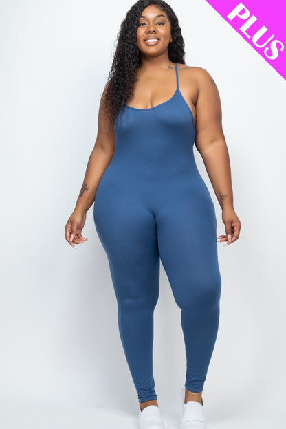 Plus Size Solid Bodycon Cami Jumpsuit - Wholesale Capella Apparel