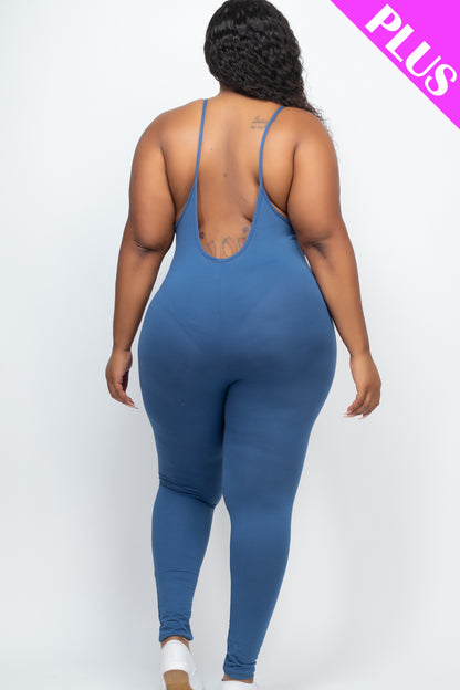 Plus Size Solid Bodycon Cami Jumpsuit - Wholesale Capella Apparel