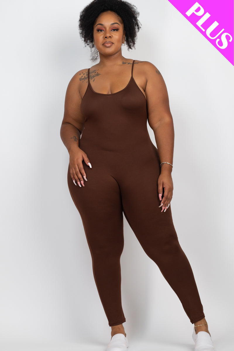 Plus Size Solid Bodycon Cami Jumpsuit - Wholesale Capella Apparel