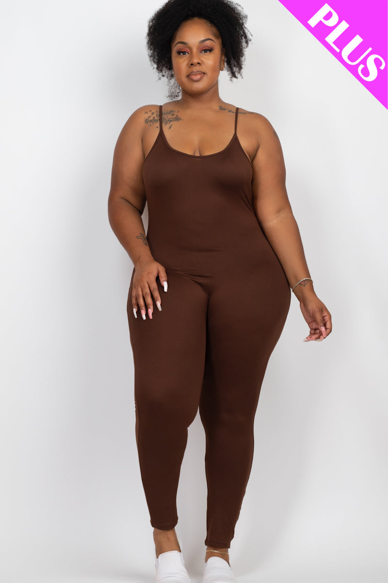 Plus Size Solid Bodycon Cami Jumpsuit - Wholesale Capella Apparel