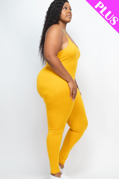 Plus Size Solid Bodycon Cami Jumpsuit - Wholesale Capella Apparel