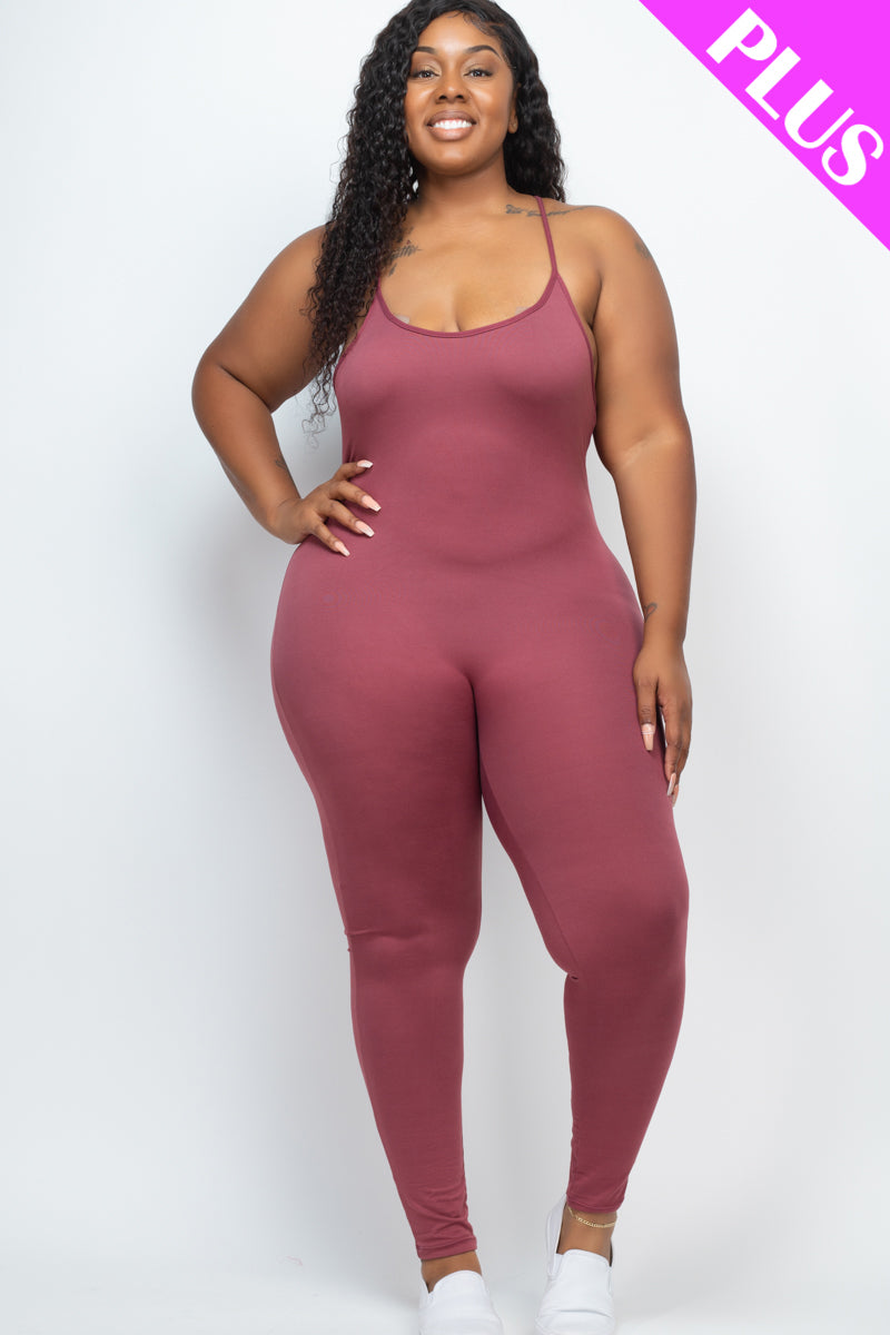 Plus Size Solid Bodycon Cami Jumpsuit - Wholesale Capella Apparel