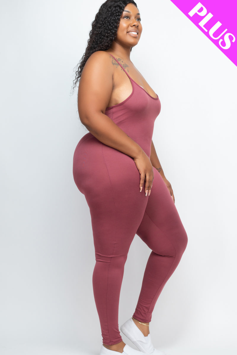 Plus Size Solid Bodycon Cami Jumpsuit - Wholesale Capella Apparel