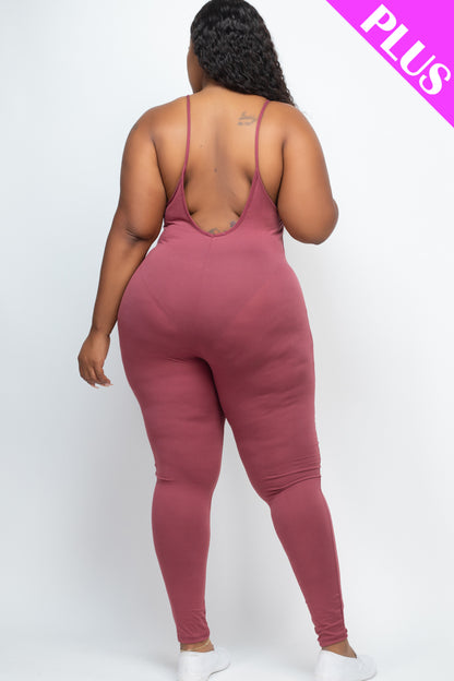 Plus Size Solid Bodycon Cami Jumpsuit - Wholesale Capella Apparel