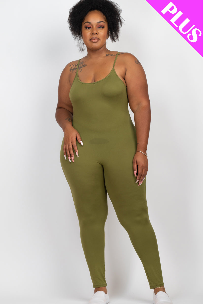 Plus Size Solid Bodycon Cami Jumpsuit - Wholesale Capella Apparel