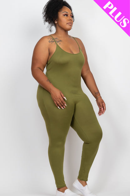 Plus Size Solid Bodycon Cami Jumpsuit - Wholesale Capella Apparel