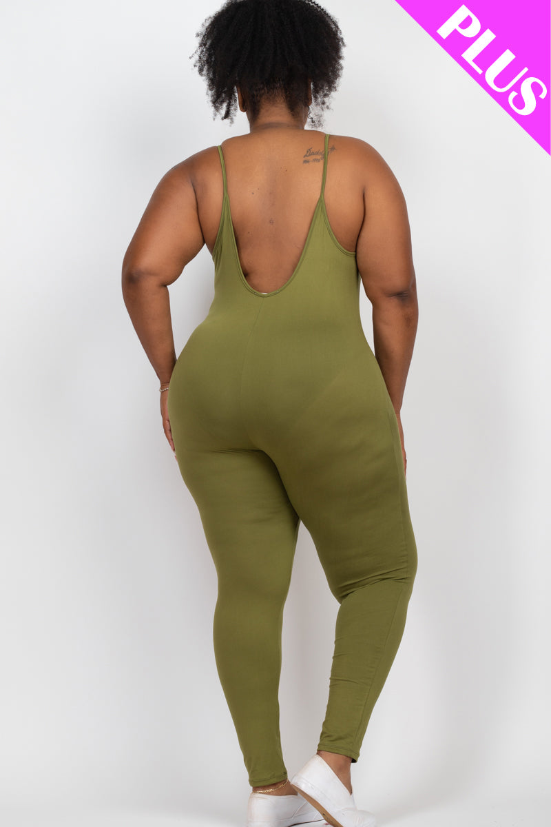 Plus Size Solid Bodycon Cami Jumpsuit - Wholesale Capella Apparel