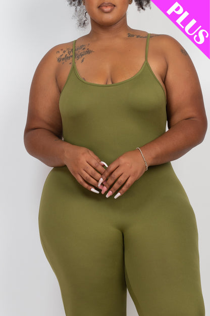 Plus Size Solid Bodycon Cami Jumpsuit - Wholesale Capella Apparel