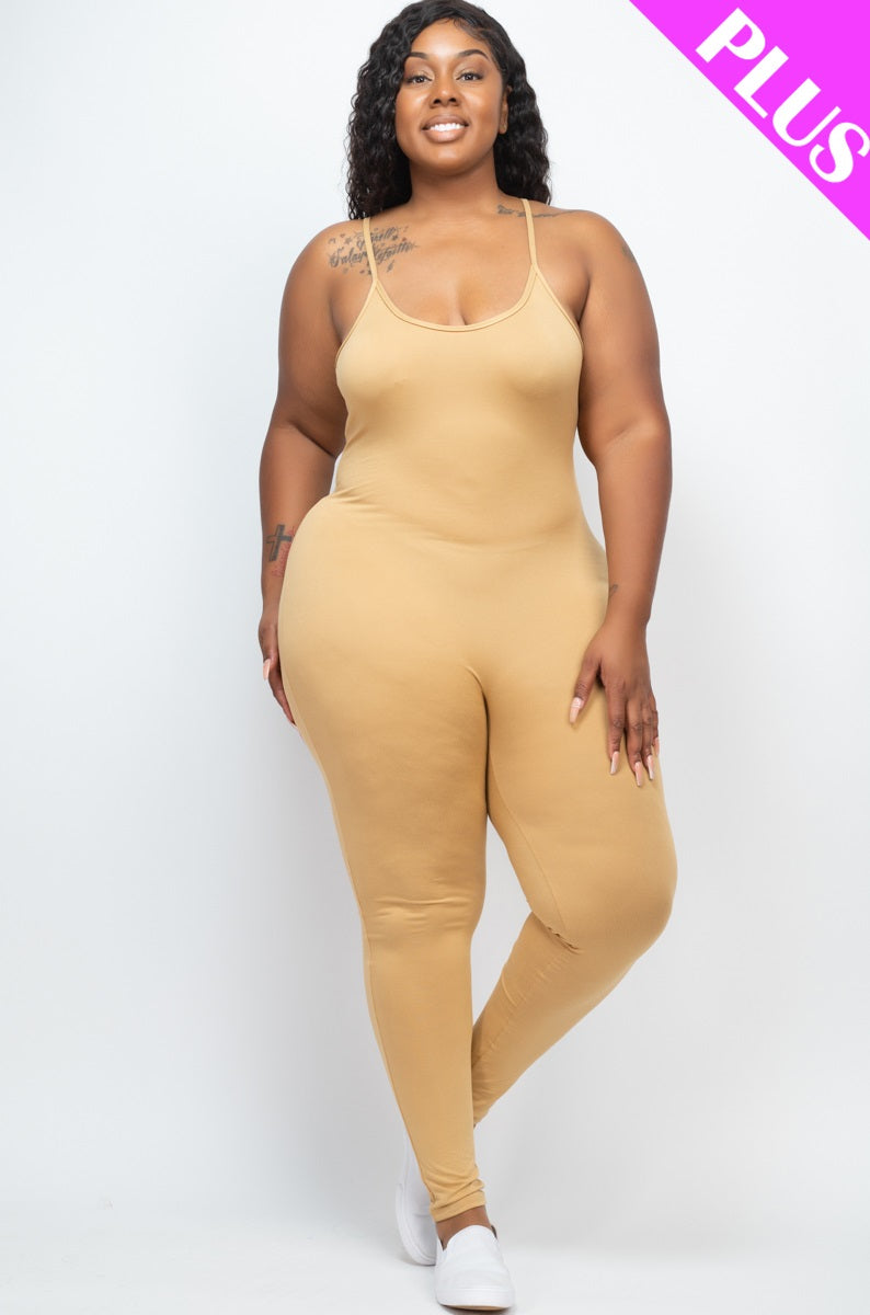 Plus Size Solid Bodycon Cami Jumpsuit - Wholesale Capella Apparel