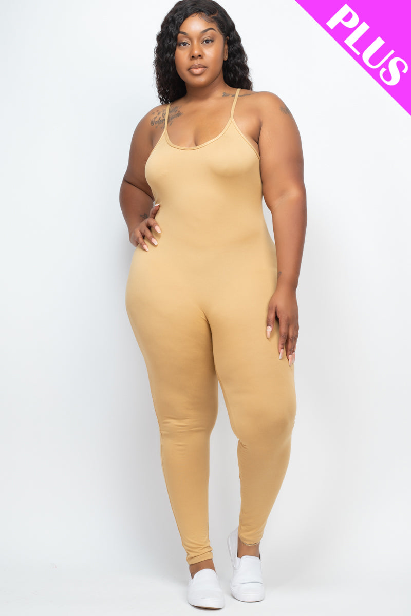 Plus Size Solid Bodycon Cami Jumpsuit - Wholesale Capella Apparel