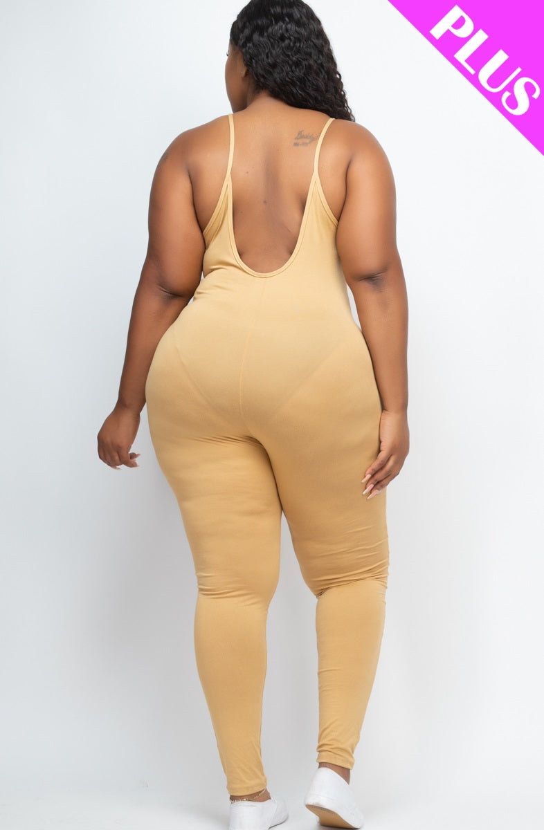 Plus Size Solid Bodycon Cami Jumpsuit - Wholesale Capella Apparel