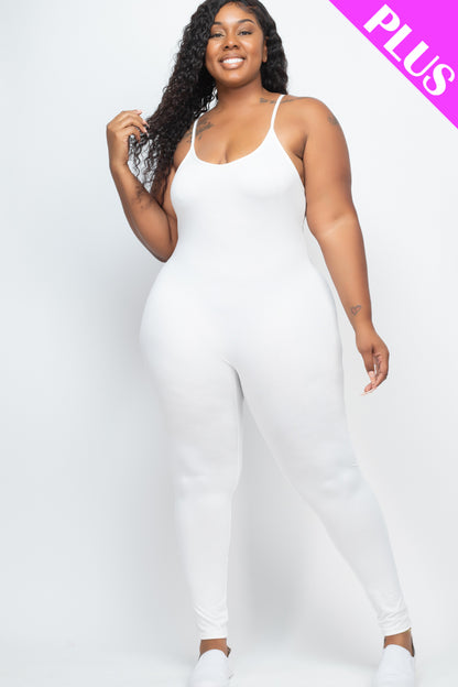 Plus Size Solid Bodycon Cami Jumpsuit - Wholesale Capella Apparel