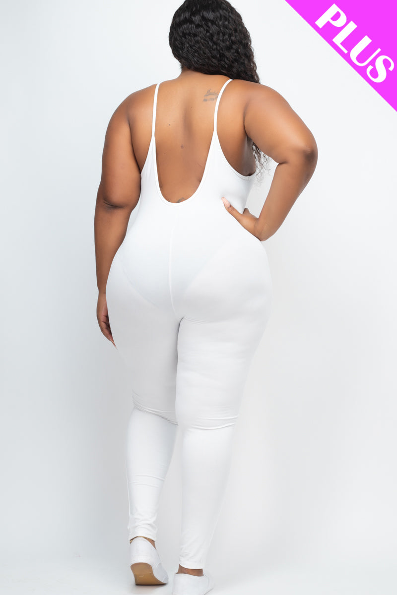 Plus Size Solid Bodycon Cami Jumpsuit - Wholesale Capella Apparel