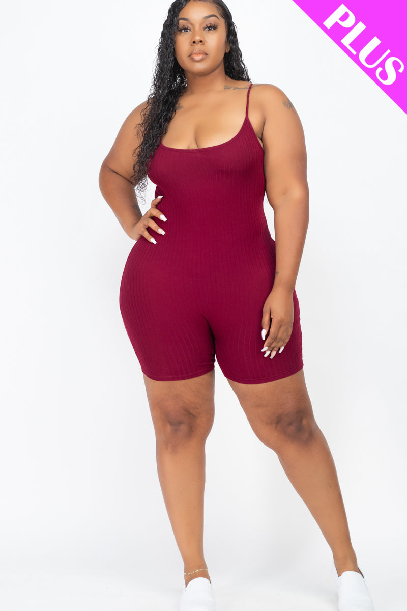 Plus Ribbed Bodycon Romper (CAPELLA) - Capella Apparel