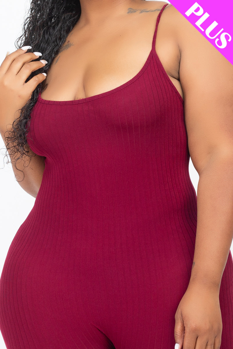 Plus Ribbed Bodycon Romper (CAPELLA) - Capella Apparel