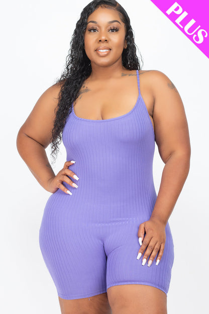 Plus Ribbed Bodycon Romper (CAPELLA) - Capella Apparel