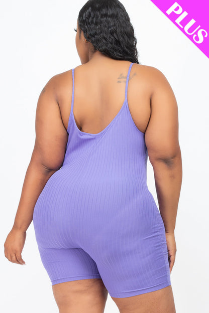 Plus Ribbed Bodycon Romper (CAPELLA) - Capella Apparel