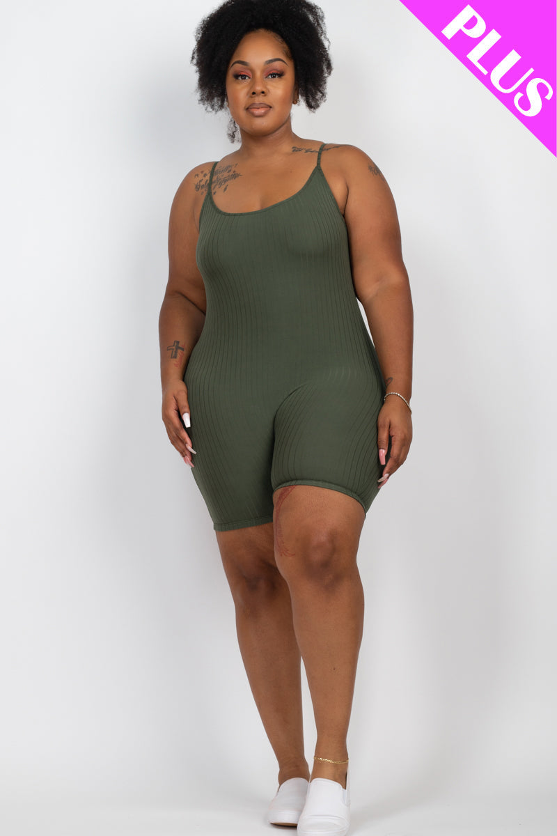 Plus Ribbed Bodycon Romper (CAPELLA) - Capella Apparel