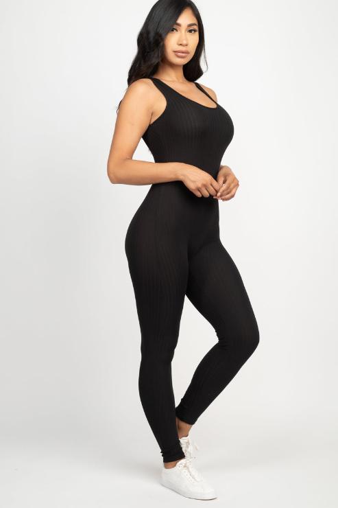 Ribbed Scoop Neck Bodycon Jumpsuit - Wholesale Capella Apparel