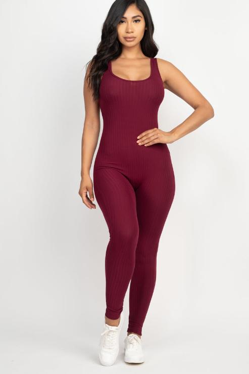 Ribbed Scoop Neck Bodycon Jumpsuit - Wholesale Capella Apparel