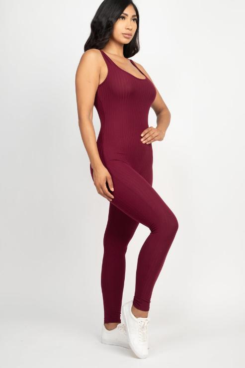 Ribbed Scoop Neck Bodycon Jumpsuit - Wholesale Capella Apparel