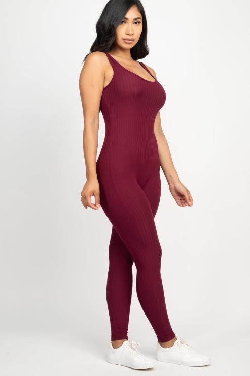 Ribbed Scoop Neck Bodycon Jumpsuit - Wholesale Capella Apparel