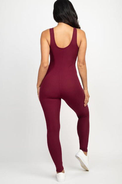 Ribbed Scoop Neck Bodycon Jumpsuit - Wholesale Capella Apparel