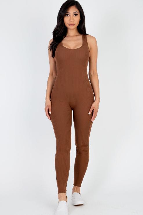 Ribbed Scoop Neck Bodycon Jumpsuit - Wholesale Capella Apparel