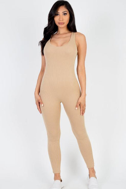 Ribbed Scoop Neck Bodycon Jumpsuit - Wholesale Capella Apparel