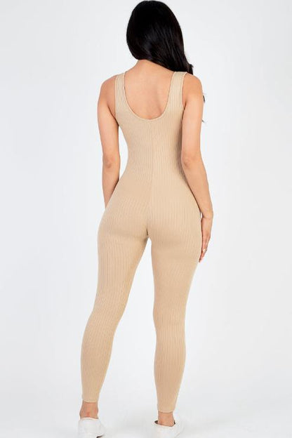 Ribbed Scoop Neck Bodycon Jumpsuit - Wholesale Capella Apparel