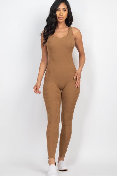 Ribbed Scoop Neck Bodycon Jumpsuit - Wholesale Capella Apparel