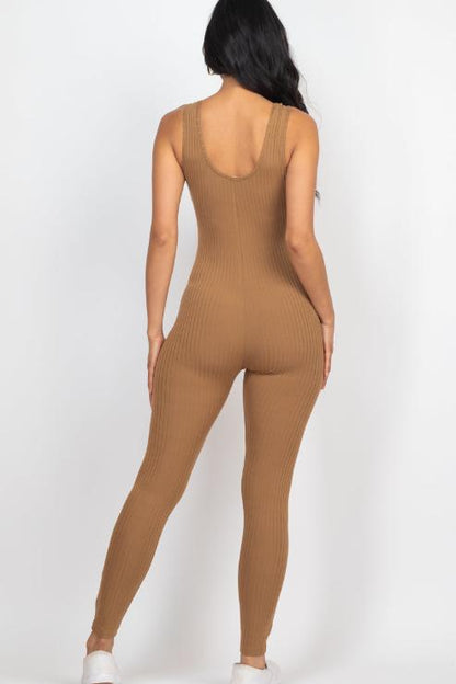 Ribbed Scoop Neck Bodycon Jumpsuit - Wholesale Capella Apparel