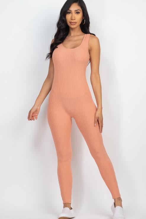 Ribbed Scoop Neck Bodycon Jumpsuit - Wholesale Capella Apparel