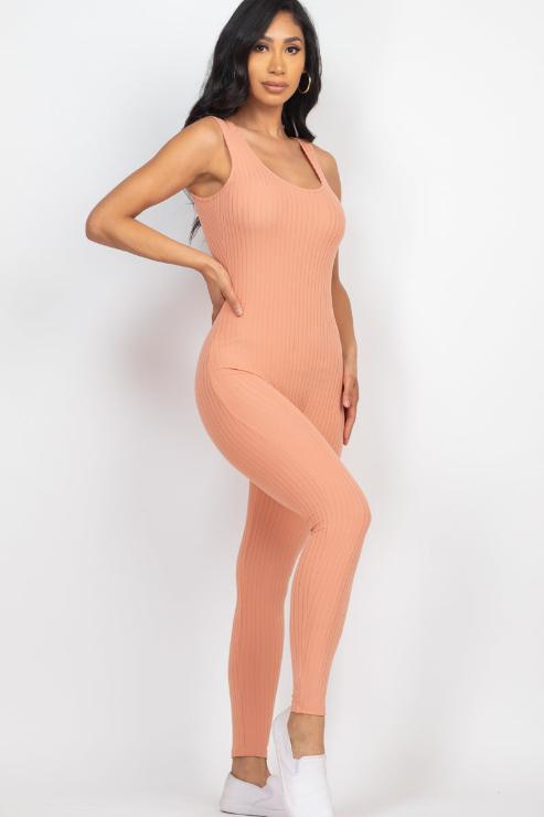 Ribbed Scoop Neck Bodycon Jumpsuit - Wholesale Capella Apparel