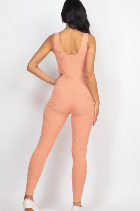 Ribbed Scoop Neck Bodycon Jumpsuit - Wholesale Capella Apparel